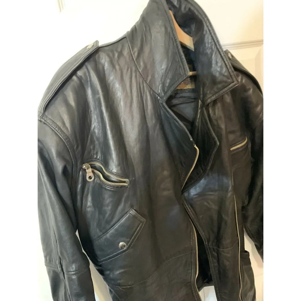 Vtg Miropa Black Leather Jacket Men’s Sz‎ S